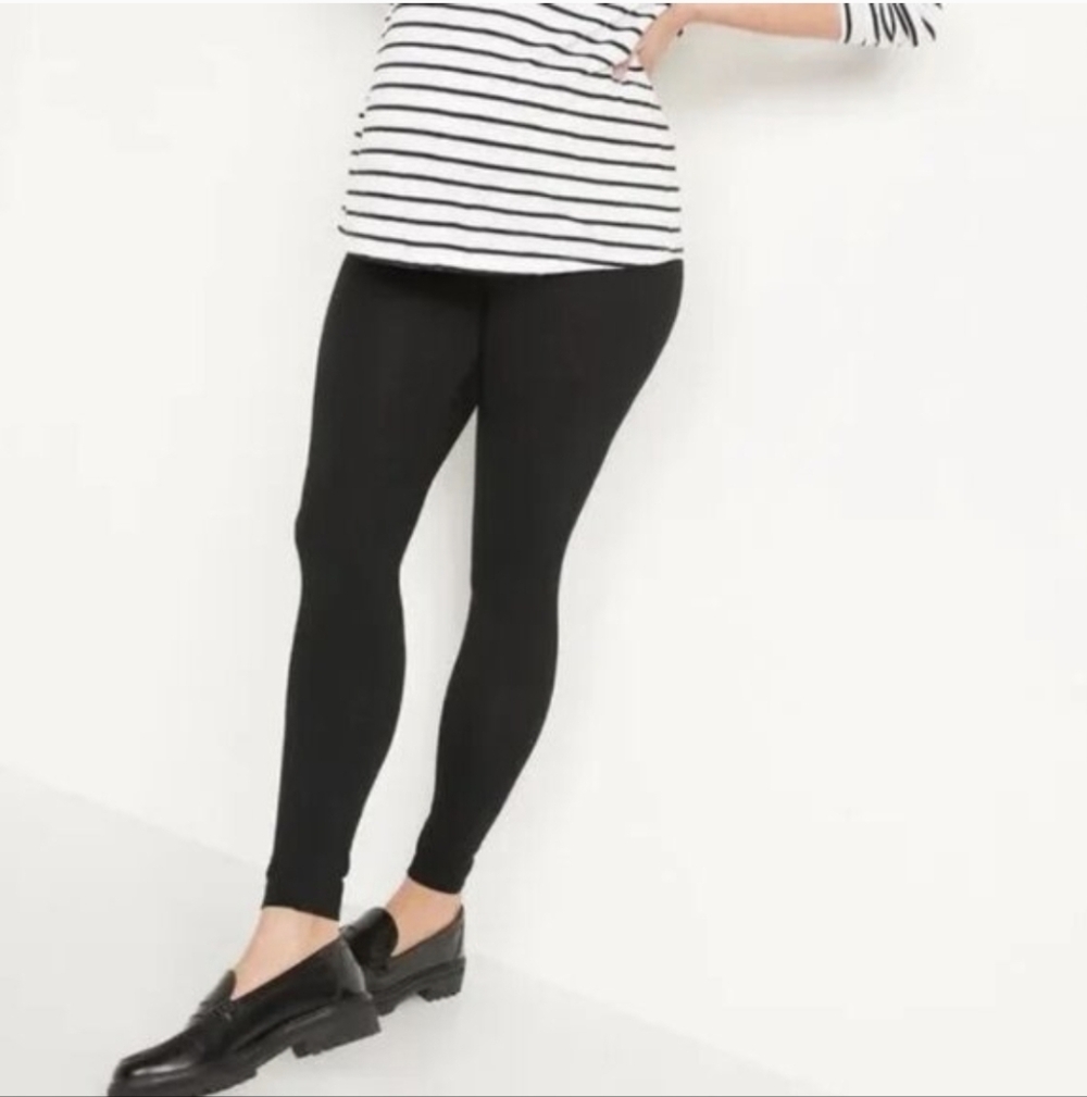 Old Navy Black Maternity Full Panel Cotton Ankle Leggings (L) NWT!